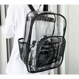 Clear Backpack Heavy Duty PVC Transparent Waterproof (Black trim) NWOT 17x12x6"